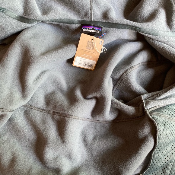 NWT Patagonia Women’s Microdini Fleece Hoody XS Nouveau Green Campfire Orange - Picture 11 of 14